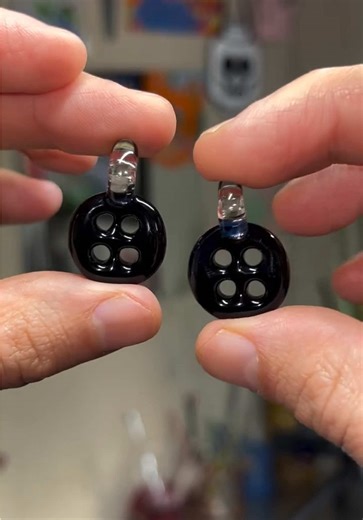 Handmade glass button pendants. Inspired by the movie Coraline. Made by me as part of a custom order. Thank you for watching. #art #artist #handmade #glassart #coraline