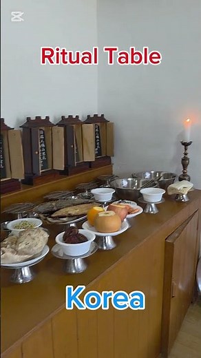 Korean traditional ancestral ritual table. 한국의 전통 제사상.
