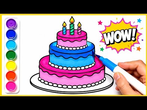 How to Draw Cake | Draw & Color a Birthday Cake 🎂 | Easy Drawing Ideas for kids | Birthday cake