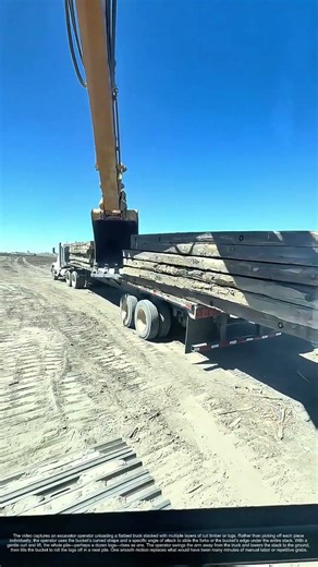 The Nesting Lift: An Excavator Unloads a Stack of Logs in One Pass