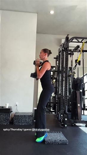 Hailey Bieber lifting at home, mom era