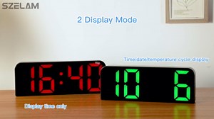 SZELAM Digital Wall Clock, 9.6” LED Digital Alarm Clock Large Display with Remote Control, 3 Inch Font, 12/24H, Electric Wall Clock for Living Room Bedroom Office Decor Teens Elderly - Green