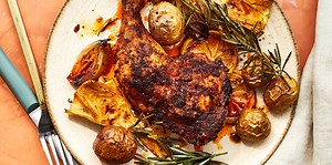You Can Roast AND Carve This Chicken Dinner All on One Sheet Pan