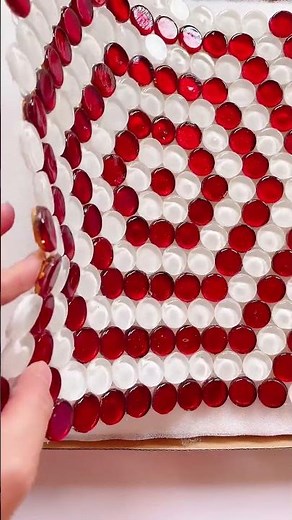 Red & White Hexagon Penny Round Glass Mosaic Tile | Bold Modern Wall Design