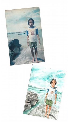 Watercolor Portrait | ฝึกวาดภาพสีน้ำจากรูปถ่ายเก่าสมัยเด็กของฉัน 🎨📷 #watercolor #portrait