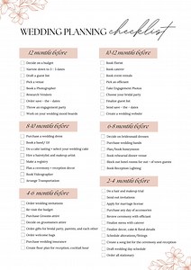 Wedding Planning Checklist, Wedding To-do List, Wedding Preparation Guide, Wedding Organizer Checklist, Wedding Timeline Template - Etsy