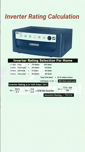 Inverter Rating Calculation | Easy VA Calculation