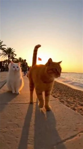 Real Turkish Seaside Adventure with Two Traveling Cats 🌅🇹🇷 #shorts