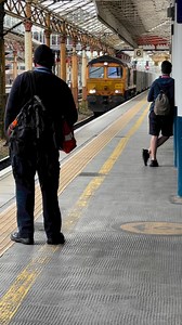 Change of driver at Crewe station. #class66 number #66753 . These locomotives are nicknamed ‘sheds’ due to the shape of their roof resembling that of a garden shed! #uktrainspotting #trains #diesellocomotive #britishrailways #railway #railways #trainspotting #railroad GB Railfreight | Adrian Watson