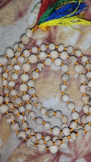 jaapmala with colorful sumeru and knots with bhagwa color thread #orginaltulsimala #tulsijaapmala