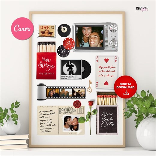 Editable Matchbook Poster Template, Custom Matchbox Art Canva Printable, Retro Wall Art, Anniversary Gift for Him Her Couples, DIY Matchbook - Etsy