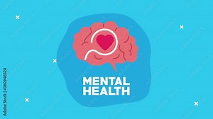 mental health animation with heart in brain