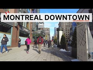 Downtown Montreal Walking Tour 4K | Place Montreal Trust, McGill REM, Eaton Centre & TimeOut Market