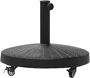Outsunny 50 lbs. Umbrella Base, 20.5", Round Heavy Duty Umbrella Stand with Wheels for 1.5" or 2" Umbrella Poles, Patio Market Stand for Outdoor, Lawn, Deck, Poolside, Black