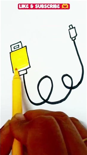 Cute USB Cable Drawing 🔌 | Easy Fun Kids Art #usbcabledraw #cabledrawing #uk #ukkids