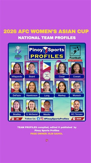 𝗡𝗔𝗧𝗜𝗢𝗡𝗔𝗟 𝗧𝗘𝗔𝗠 𝗣𝗥𝗢𝗙𝗜𝗟𝗘𝗦 📋 🇵🇭 𝗣𝗵𝗶𝗹𝗶𝗽𝗽𝗶𝗻𝗲 𝗪𝗼𝗺𝗲𝗻’𝘀 𝗙𝗼𝗼𝘁𝗯𝗮𝗹𝗹 𝗧𝗲𝗮𝗺 ⚽ | 𝟮𝟬𝟮𝟲 𝗔𝗙𝗖 𝗪𝗼𝗺𝗲𝗻'𝘀 𝗔𝘀𝗶𝗮𝗻 𝗖𝘂𝗽