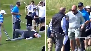 Watch dramatic moment fan is hit by ball at controversial LIV Golf tournament