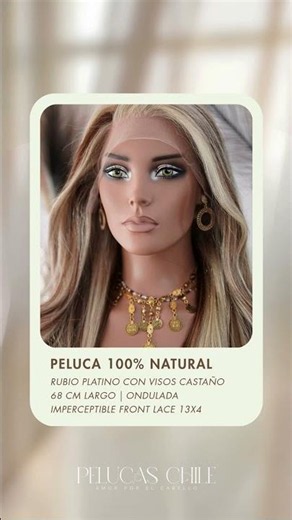 Peluca rubia dorada miel ondulada lace imperceptible cabello humano 65cm | Pelucas Chile