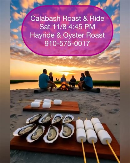 This is a one-of-a-kind authentic Calabash experience you won’t want to miss — Fall is here and there’s no better way to celebrate than with a cozy coastal evening right here in the Seafood Capital of the South! 🍂 Picture this: the sun’s setting over the marsh, the air’s got that little autumn chill, and you’re on a hayride winding through the woods toward our private dock. Then, the glow of the fire welcomes you to a good old-fashioned Calabash Ride & Roast. We’ll be roasting fresh local oyste