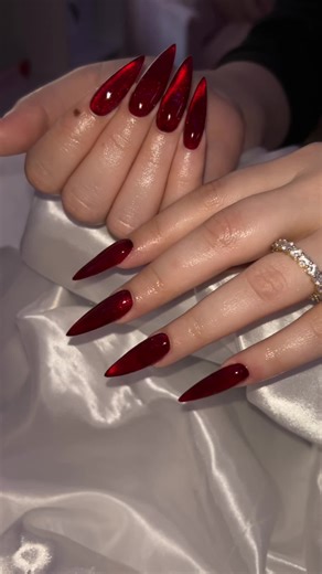 Red Nail Inspiration with Cat Eye Nails in Houston, TX