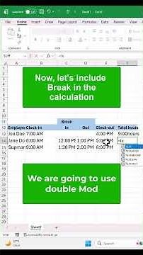 Calculate timecard using Excel (including break time) #ytshorts #techtutorial