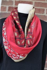 Red & Gold Refrain 100% Pure Silk Infinity Scarf - Etsy