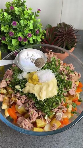 Ensalada de atún con fideos #receta #recetas #cocinaconsabor #delicioso #recetasfaciles #cocinafacil