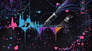 Audio colorful wave animation. Sound wave from equalizer. Pulse music player. Futuristic digital sound wave concept. Loop background.