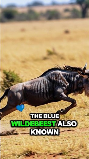 💥 Blue Wildebeest: Running at 50 mph! 🏞️ #WildAnimals #animals #shorts #shortvideo #shortsfeed