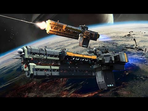 USS Marlow Spaceship Destruction Aliens Hunting human Space Battle Scene