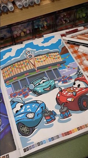 color with me ❄️🏁 Disney Cars | color by numbers #coloriagemystère #disney #christmas