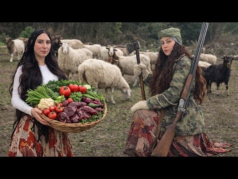 Village Cooking Day | Fresh Herbs & Grilled Liver in a Traditional Oven 🔥