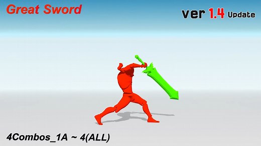 Unity动画 - 爆裂大剑动作动画 Burst Great Sword Action Asset