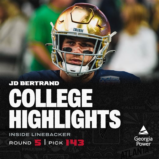A three-time team leader in tackles for the Irish, JD Bertrand 💪 | Atlanta Falcons
