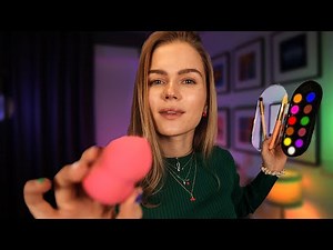 ASMR Painting Your Face with Many tools. Relaxing Personal Attention