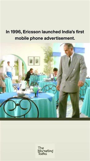 The Marketing Tadka on Instagram: "As mobile phones slowly entered urban India in 1996, Ericsson introduced one of the nation’s earliest mobile phone commercials to showcase the compact size of its handset. The ad featured a woman talking effortlessly on the phone, leading a man nearby to believe she was speaking to someone in person until she reveals the small device in her palm. The light, relatable humour helped make the unfamiliar idea of mobile telephony feel natural and accessible to India