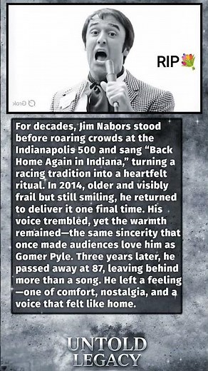Jim Nabors’ Final Song at the Indy 500 ❤️