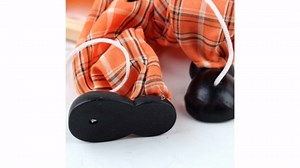 Funny Clown Pull String Puppet, Wooden Marionette Handcraft Toys with Moving Arms and Legs, for Kids Gifts Christmas Ornament Baby Toy (Red)