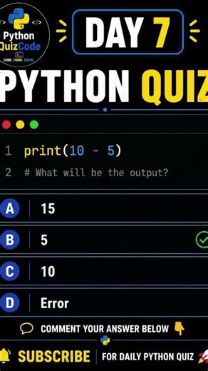 DAY 7 PYTHON QUIZ 🐍 | Guess The Correct Output 👀