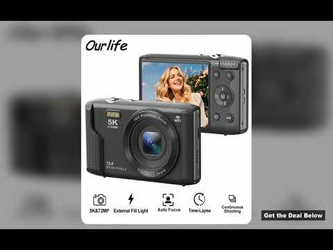 Ourlife Compact Digital Camera 5K 72MP 28 Screen LCD Screen 16X Digital Zoom Vintage Photography Vlo