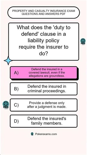 Property and Casualty insurance exam questions and answers PDF