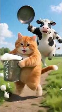 smart Cat using cow for its benefits 😜😄👍