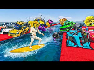 THE LAST ONE EXPLODES WITH RANDOM CARS! I'M A SURFER!! - GTA 5 ONLINE