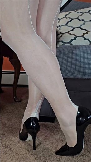 Ivory Fully fashioned stockings and high heels