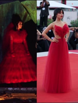StyleCaster on Instagram: "ICYMI, Jenna Ortega channeled Winona Ryder’s iconic red Lydia Deetz wedding dress in custom @dior at the ‘Beetlejuice Beetlejuice’ premiere in Venice. (📸: Everett/Getty) #JennaOrtega #VeniceFilmFestival"