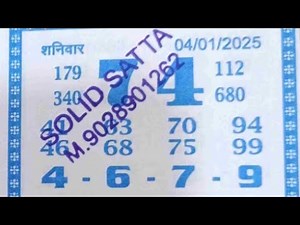 04-01-2025 Today kalyan chart |satta matka kalyan~kalyan matka chart | kalyan panel chart |kalyan