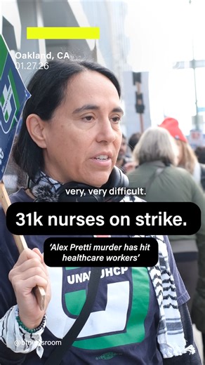 Over 31,000 Kaiser Permanente health care workers in California and Hawaii launched a strike this week to demand better wages and working conditions. BT spoke to nurses on the picket line in Oakland about how Alex Pretti's killing has affected them, what role the labor movement can play against forces of repression, and why they support a general strike. | BreakThrough News