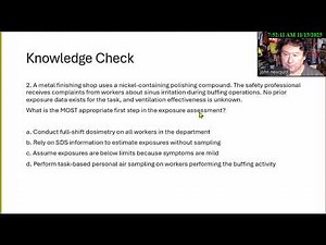 Daily Quiz e47 Occupational Health Exposure Assessment November 22 2025 BCSP