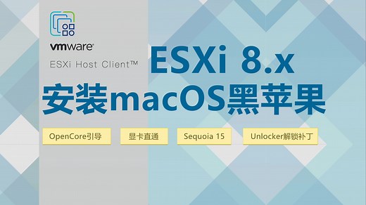 新手零基础VMware ESXi 8.0虚拟机安装macOS黑苹果Hackintosh系统OpenCore引导直通独立显卡GPU优化保姆级安装过程