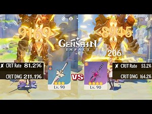 Genshin Impact - Albedo C2 - Harbinger of Dawn R5 vs Festering Desire R5 Damage Test